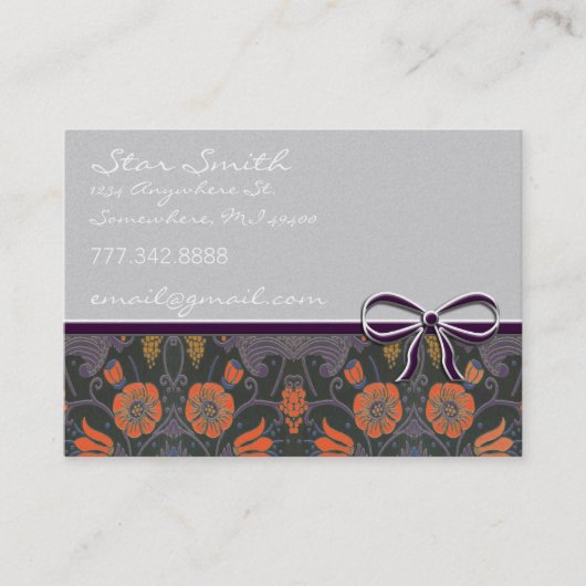 ヴィンテージ渦巻形のフローラオレンジとプラム 名刺 (正面)