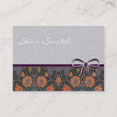 ヴィンテージ渦巻形のフローラオレンジとプラム 名刺 (裏面)