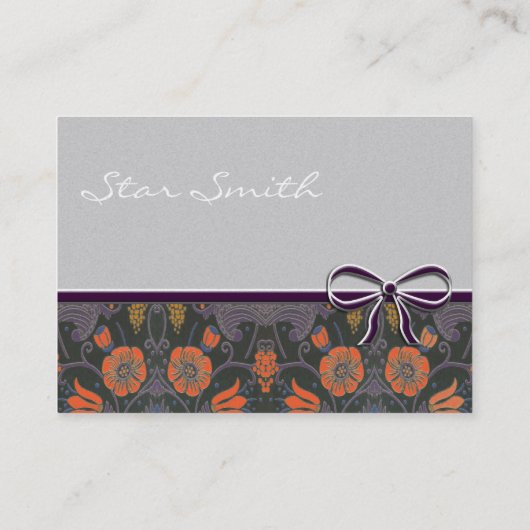 ヴィンテージ渦巻形のフローラオレンジとプラム 名刺 (裏面)