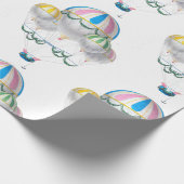 ヴィンテージ温風気球ガールズラッピング紙 ラッピングペーパー (角)