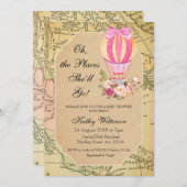 ヴィンテージ温風気球ベビーシャワーの招待 招待状 (正面/裏面)