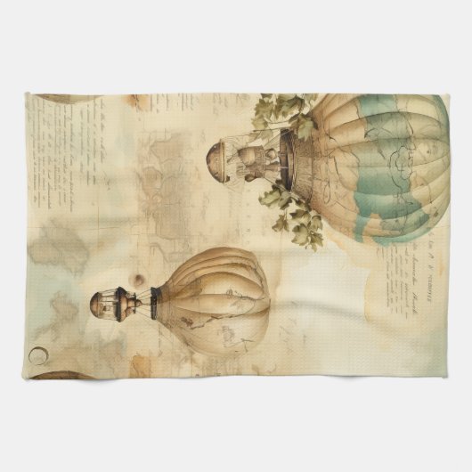 ヴィンテージ温風船(穏やかな風景) (9) キッチンタオル (横)