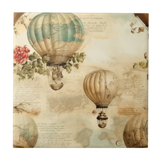 ヴィンテージ温風船（穏やかな風景） (9) タイル (正面)