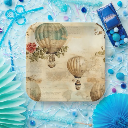 ヴィンテージ温風船（穏やかな風景） (9) ペーパープレート (パーティー)