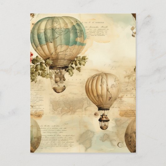 ヴィンテージ温風船(穏やかな風景) (9) ポストカード (正面)