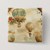 ヴィンテージ温風船（穏やかな風景） (9) 缶バッジ (正面)