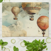 ヴィンテージ温風風船（穏やかな風景内） (6) キッチンタオル (折り畳み)