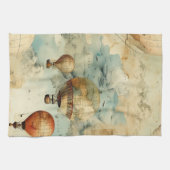 ヴィンテージ温風風船（穏やかな風景内） (6) キッチンタオル (横)