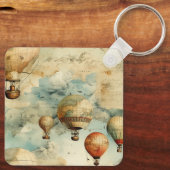 ヴィンテージ温風風船（穏やかな風景内） (6) キーホルダー (裏面)