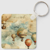 ヴィンテージ温風風船（穏やかな風景内） (6) キーホルダー (裏面)
