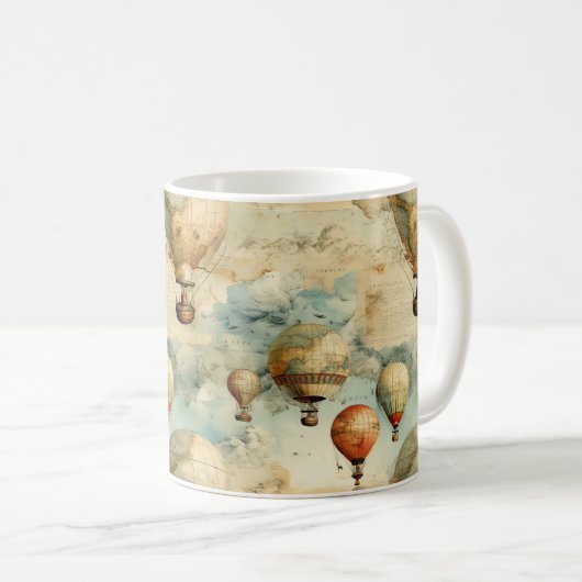 ヴィンテージ温風風船(穏やかな風景内) (6) コーヒーマグカップ (正面右)