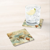 ヴィンテージ温風風船（穏やかな風景内） (6) スクエアペーパーコースター (インサイチュ)