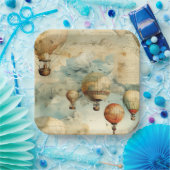 ヴィンテージ温風風船（穏やかな風景内） (6) ペーパープレート (パーティー)