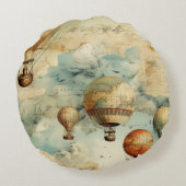 ヴィンテージ温風風船（穏やかな風景内） (6) ラウンドクッション (裏面)