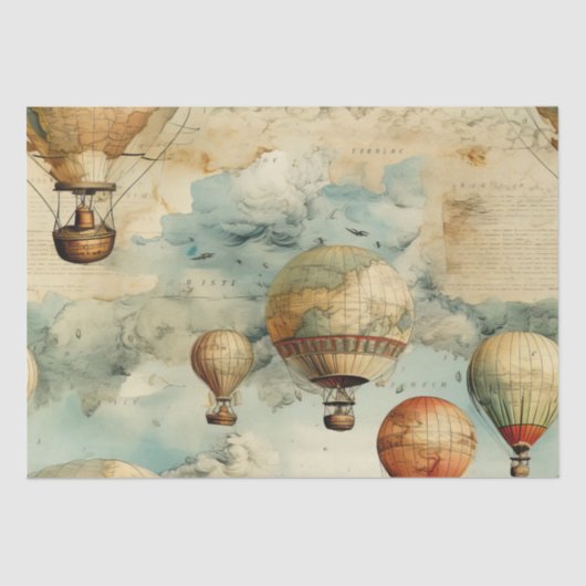 ヴィンテージ温風風船（穏やかな風景内） (6) 薄葉紙 (正面)