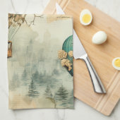 ヴィンテージ温風風船（穏やかな風景） (8) キッチンタオル (四つ折り)