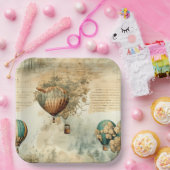 ヴィンテージ温風風船（穏やかな風景） (8) ペーパープレート (パーティー)