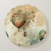 ヴィンテージ温風風船（穏やかな風景） (8) ラウンドクッション (裏面)