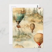 ヴィンテージ温風風船(風景内) (4) ポストカード (正面/裏面)