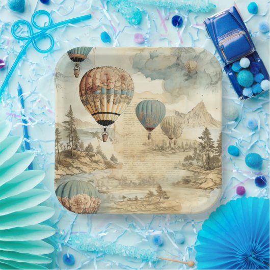 ヴィンテージ温風風船(7) ペーパープレート (パーティー)