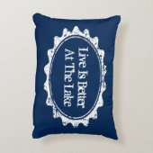 ヴィンテージ湖の家の枕ネイビーブルーとホワイト アクセントクッション (裏面(縦))