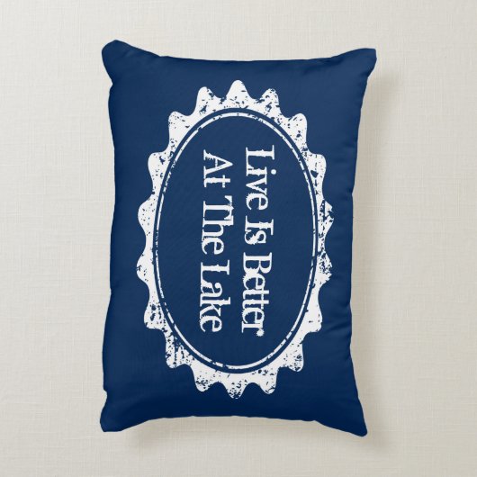 ヴィンテージ湖の家の枕ネイビーブルーとホワイト アクセントクッション (裏面(縦))