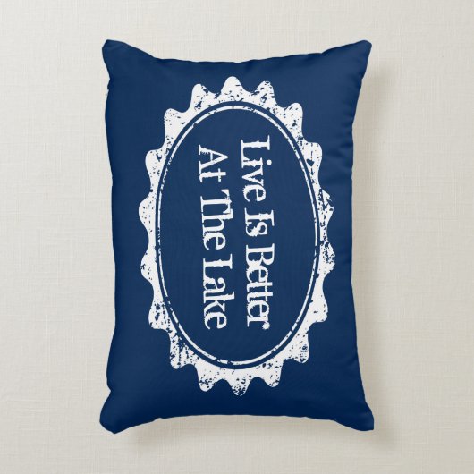 ヴィンテージ湖の家の枕ネイビーブルーとホワイト アクセントクッション (正面(垂直))