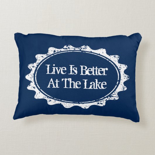 ヴィンテージ湖の家の枕ネイビーブルーとホワイト アクセントクッション (裏面)