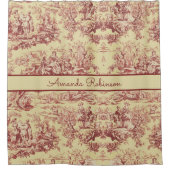 ヴィンテージ湖イエローレッドトイレデジュイミモノグラム シャワーカーテン (正面)