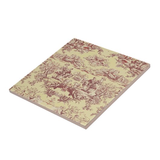 ヴィンテージ湖イエローレッドトイレデジュイミモノグラム タイル (側面)