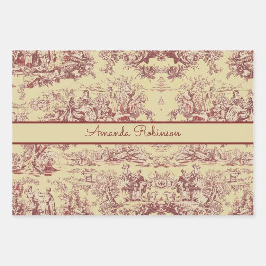 ヴィンテージ湖イエローレッドトイレデジュイミモノグラム ラッピングペーパーシート (正面2)