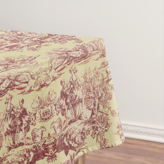 ヴィンテージ湖イエローレッドトイレデジュイ テーブルクロス (インサイチュ)