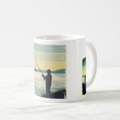 ヴィンテージ湖畔釣りシルエット コーヒーマグカップ (正面右)