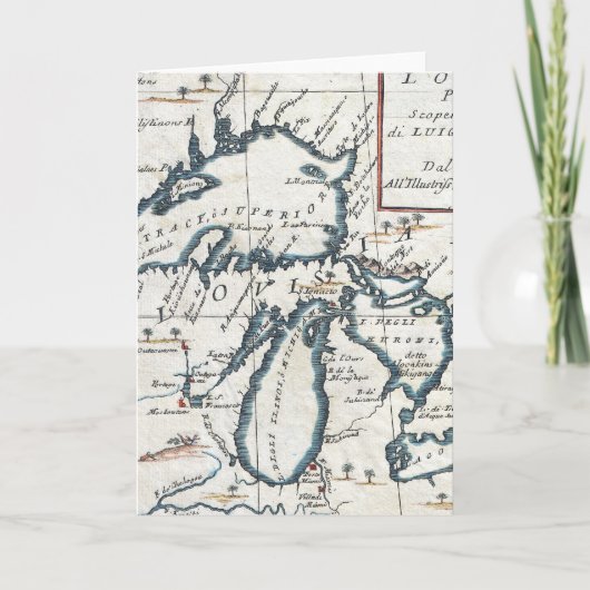 ヴィンテージ湖素晴らしの地図(1696) カード (正面)