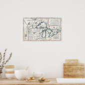 ヴィンテージ湖素晴らしの地図(1696) ポスター (キッチン)