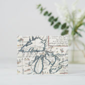 ヴィンテージ湖素晴らしの地図(1696) ポストカード (スタンド正面)