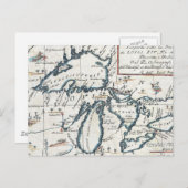 ヴィンテージ湖素晴らしの地図(1696) ポストカード (正面/裏面)