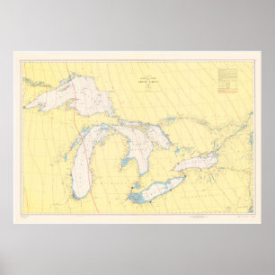 ヴィンテージ湖素晴らしの地図(1966年) ポスター