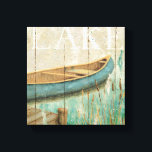 ヴィンテージ湖 キャンバスプリント<br><div class="desc">© Daphne Brissonnet / Wild Apple.湖と青いかだのヴィンテージのイメージ。画像の上に湖という言葉が見える。</div>