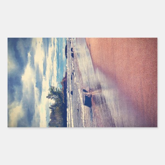 ヴィンテージ湖 長方形シール (正面)