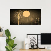 ヴィンテージ満月の夜ポスター ポスター (ホームオフィス)