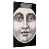 ヴィンテージ満月の男性フル顔白黒 クリップボード (右)