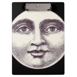 ヴィンテージ満月の男性フル顔白黒 クリップボード