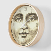 ヴィンテージ満月の男性顔茶色セピア金ゴールド 壁時計 (傾斜)