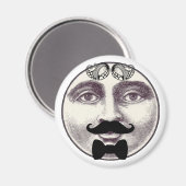 ヴィンテージ満月の顔の髭の蝶ネクタイの男性 マグネット (正面/裏面)