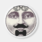 ヴィンテージ満月の顔の髭の蝶ネクタイの男性 マグネット (正面)