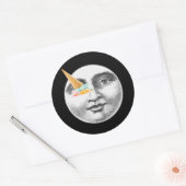 ヴィンテージ満月の顔アイスクリームコーンアイ ラウンドシール (封筒)