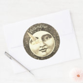 ヴィンテージ満月の顔アイスクリームコーンアイ ラウンドシール (封筒)