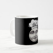 ヴィンテージ満月の顔シェフハットブラック コーヒーマグカップ (正面左)