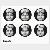 ヴィンテージ満月の顔シェフハットブラック ラウンドシール (シート)